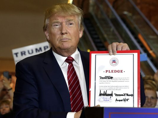 TRUMP RENEGES ON LOYALTY PLEDGE