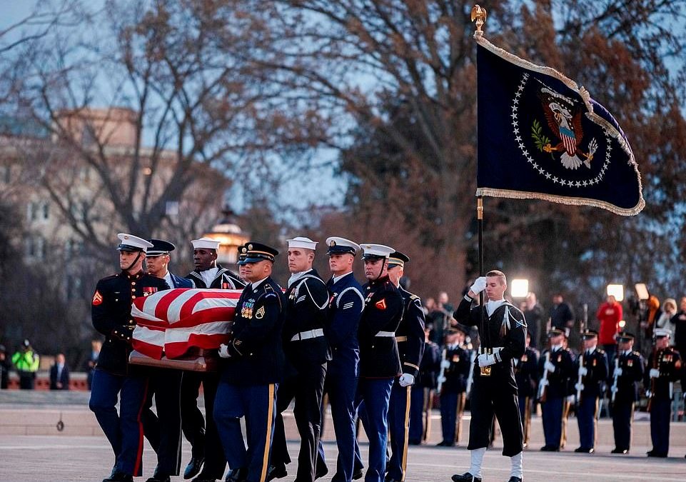 Former President Bush Returns To Washington For Final Farewell – Will Lie In State Until Wednesday