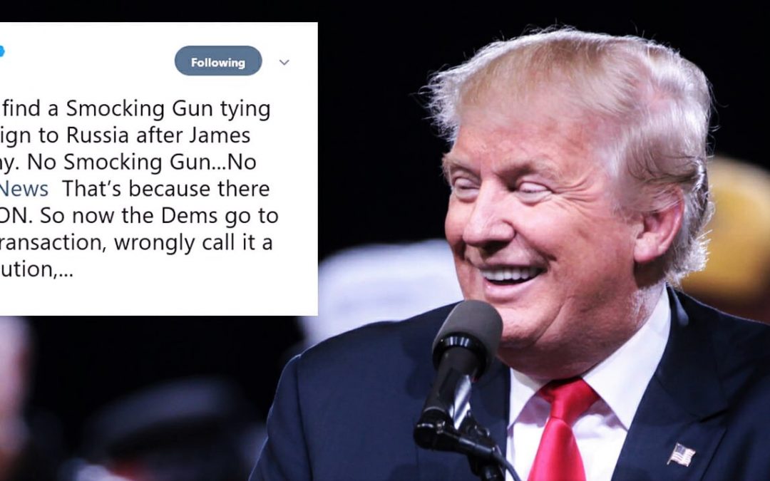 Trump Claims Democrats Can’t Find “Smocking Gun” – Tweeps Offer Up Hilarious Responses