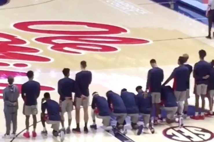 Ole Miss Basketball Players Take Knee During National Anthem To Protest Confederate Memorial Day