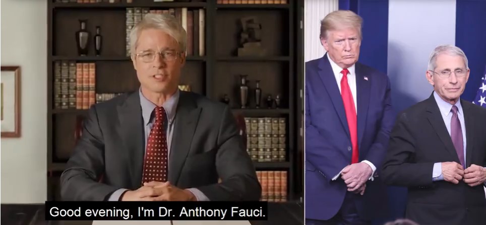 WATCH: Brad Pitt Plays Long-Suffering Dr. Fauci On SNL & Fact Checks Donald Trump