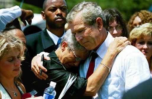 WATCH: Trump Incapable Of Empathy, So Former President Bush Offers Hug To Nation