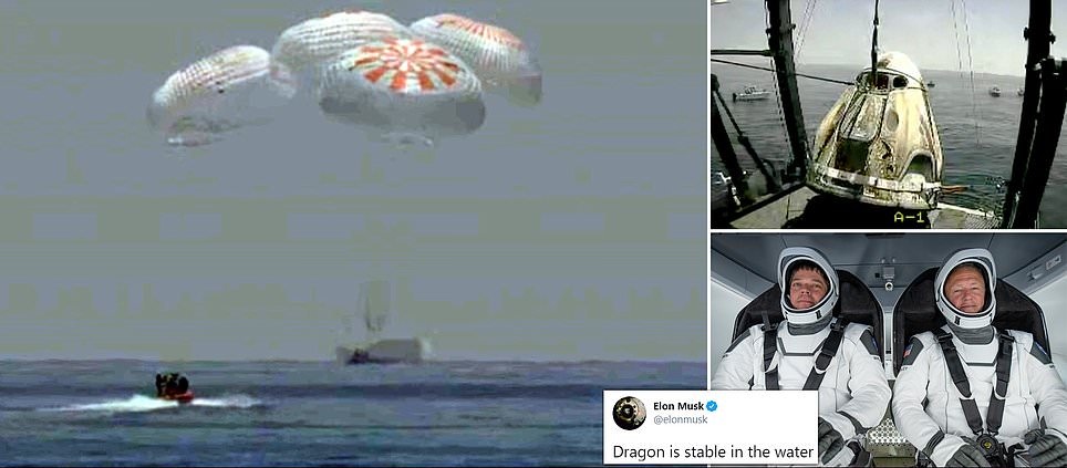 WATCH: SpaceX Capsule & NASA Crew Make First Splashdown In 45 Years