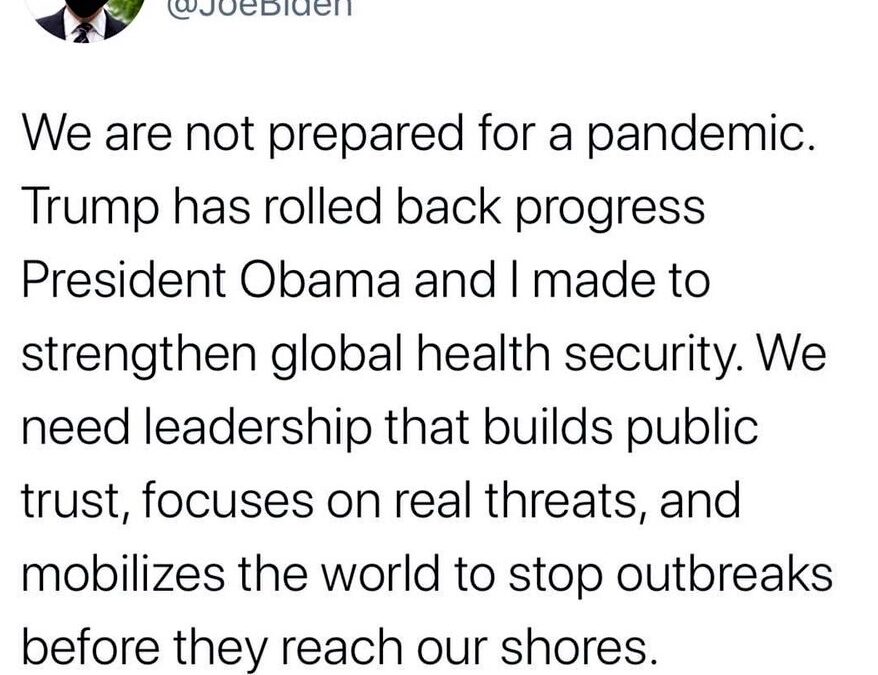 One Year Ago Today Biden WARNED Trump We Weren’t ‘Prepared For A Pandemic’