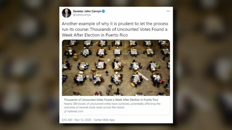 Texas GOP Senator Worried About ‘Uncounted Votes’ In Puerto Rico – Which Has 0 Electoral Votes