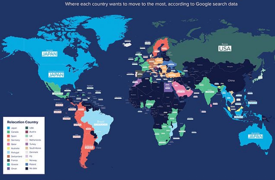 MAP: A Majority Of The World Would Like To Move To Canada – Americans Pick Japan