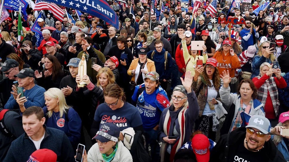 Maskless Sore Losers Descend On DC To Back Trump – Chant ‘100 More Years’