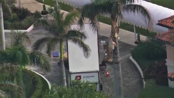 Moving Trucks Arrive At Mar-A-Lago 2 Days Before Trump Arrives