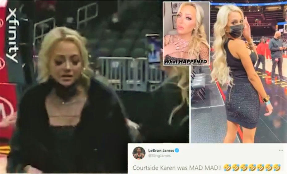 The King Versus The Karen – LeBron In Furious Clash With Glammed-Up Hawks Fan