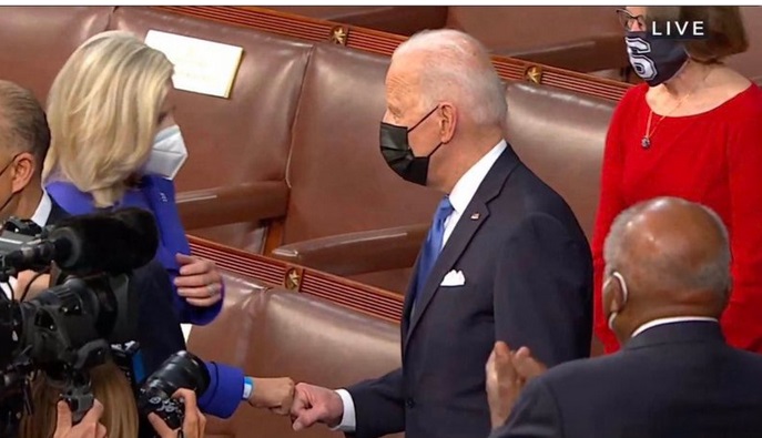 Liz Cheney Fist Bumps With Biden & Trumpers Lose Their Minds